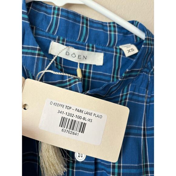 NWT DOEN O'Keeffe Top in Park Lane Plaid XS - Picture 5 of 13
